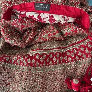 Sabyasachi Red and Gold Floral Fabric